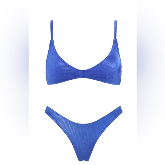 TRIANGL MAIA - BALT BLUE RIBBED SCOOP BIKINI SET - Picture 1 of 6